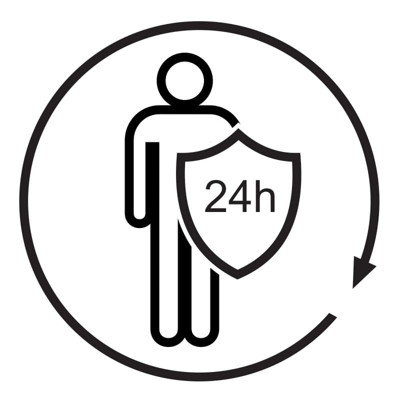 24-hour lymphatic protection icon representing continuous immune defence
