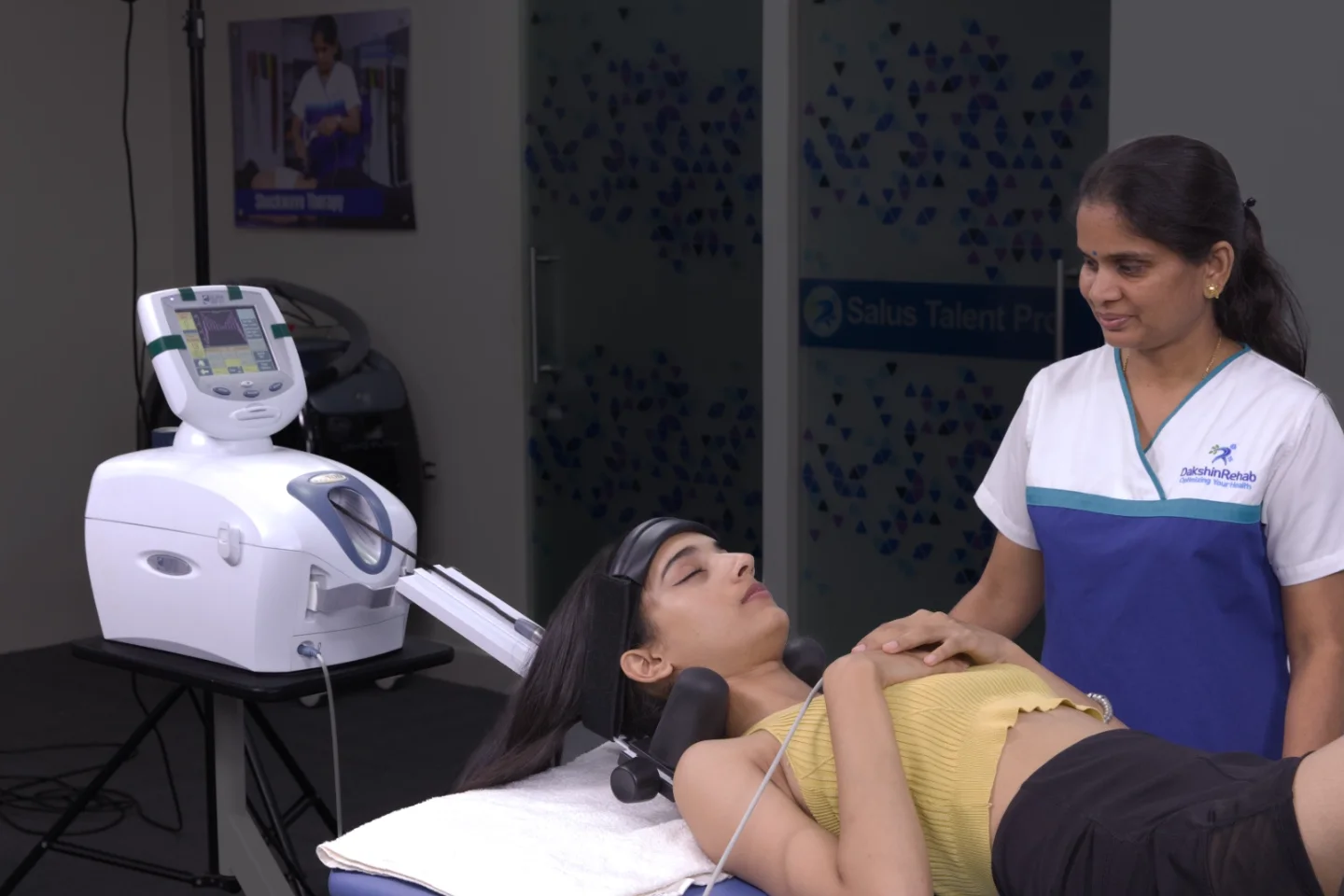 Neck pain treatment with cervical decompression and posture rehabilitation at DakshinRehab Moosapet, Hyderabad