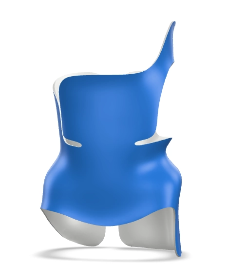 Front view of a symmetric Boston-type thoracolumbosacral scoliosis brace