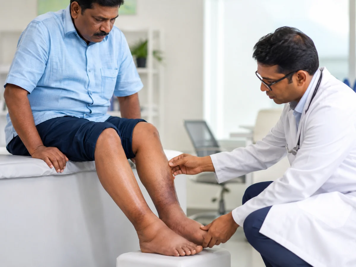 Diabetic foot vascular assessment and offloading care at DakshinRehab Moosapet, Hyderabad