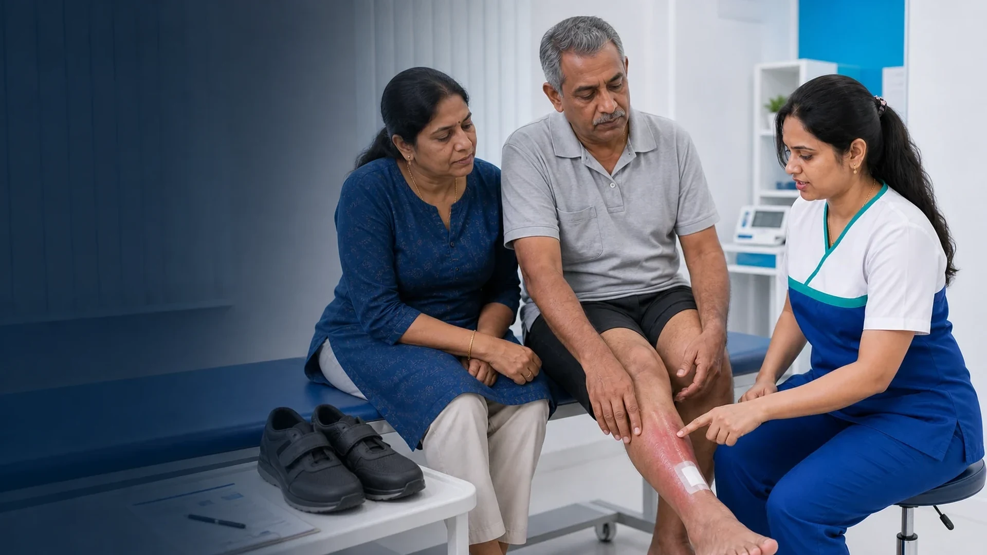Diabetic foot vascular warning signs consultation at DakshinRehab Moosapet, Hyderabad