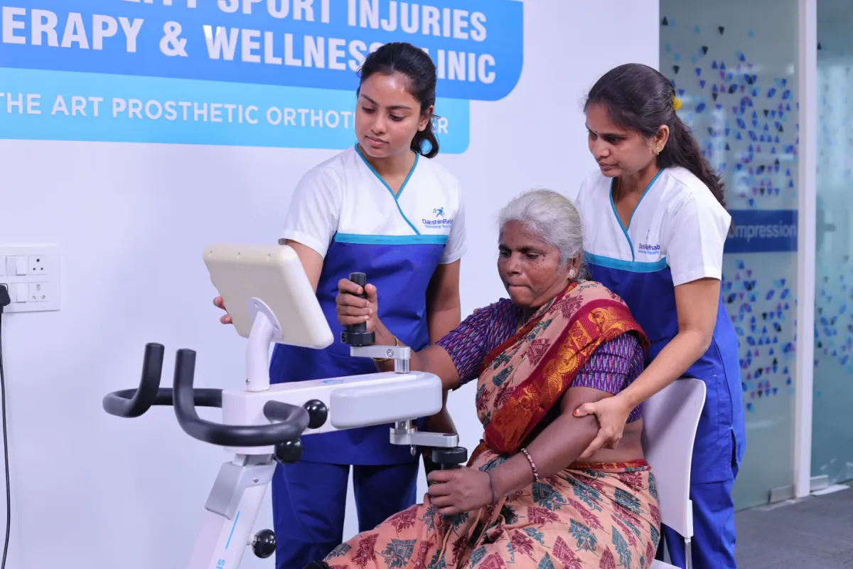 Cyclomotus robotic gait trainer for stroke and spinal cord injury rehabilitation at DakshinRehab Moosapet