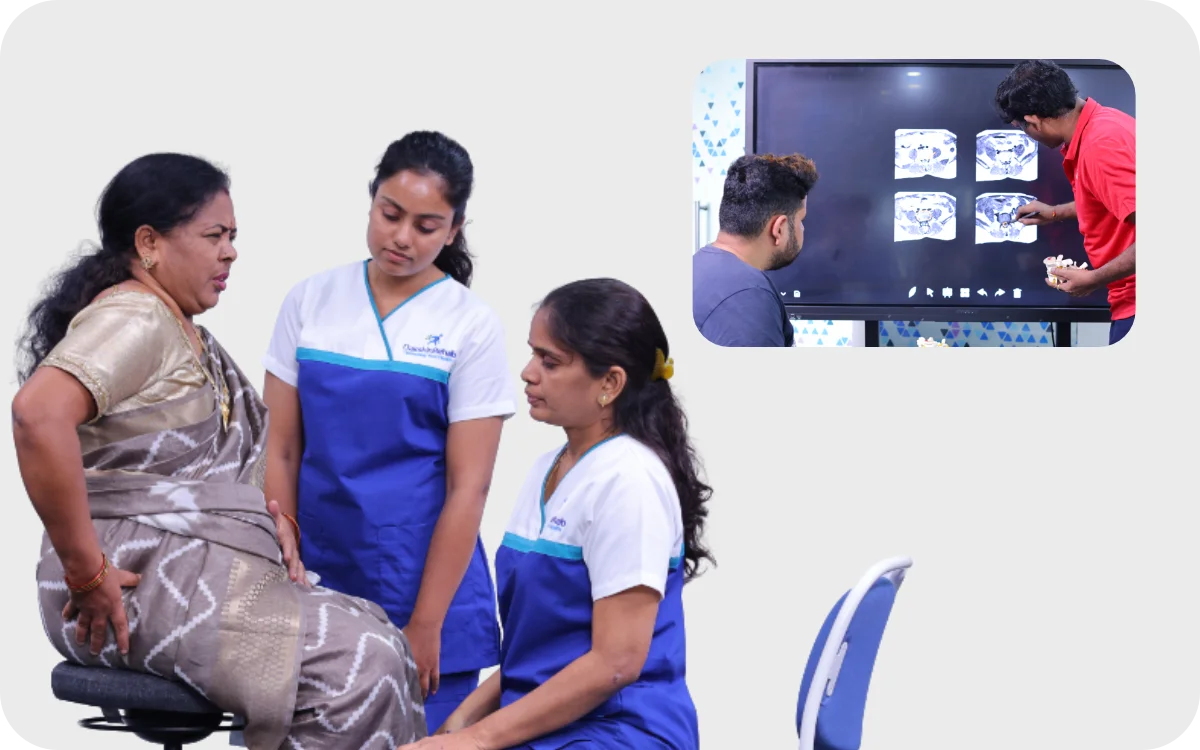 Clinical spine assessment before decompression therapy at DakshinRehab Moosapet