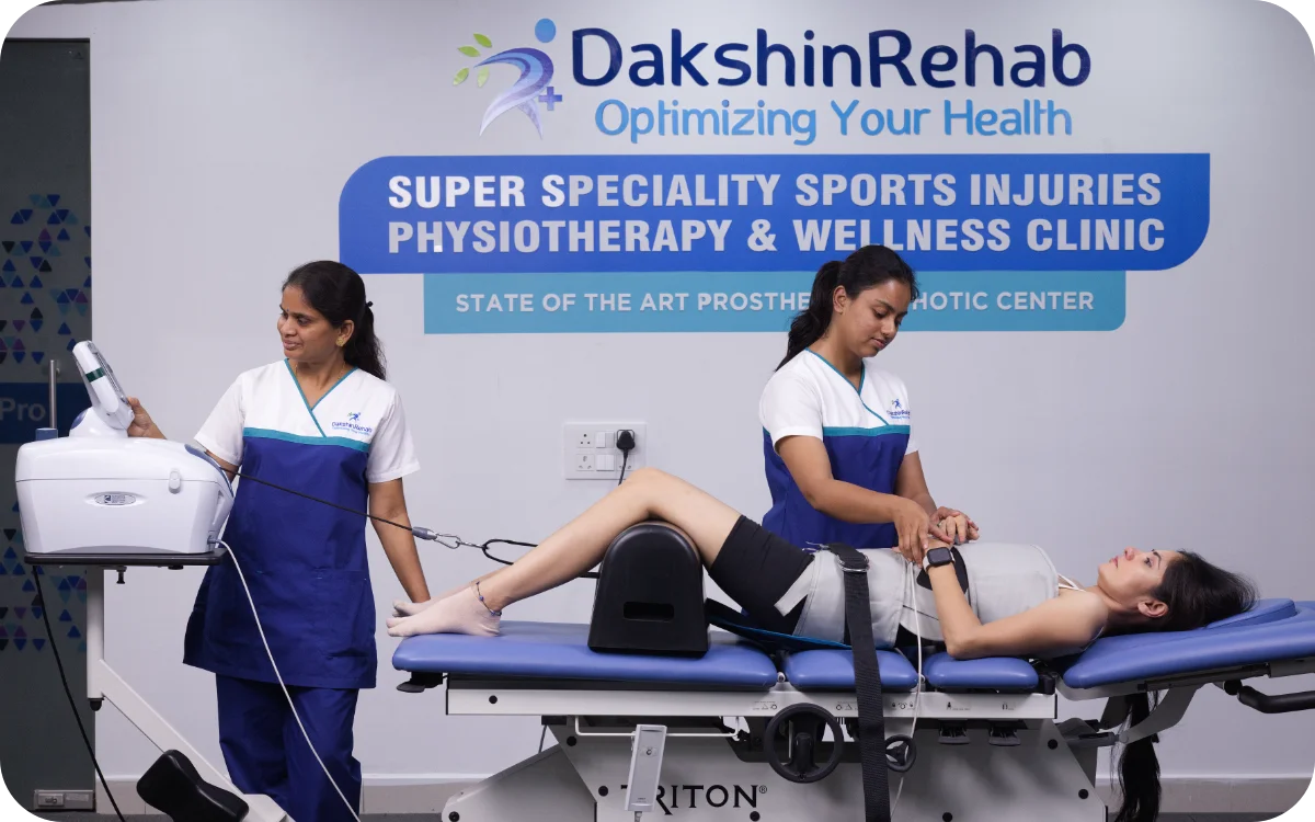 Chattanooga DTS spinal decompression session in progress at DakshinRehab Moosapet, Hyderabad