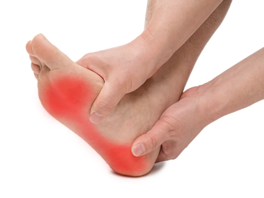 Sharp stabbing heel pain with first steps in the morning from plantar fasciitis