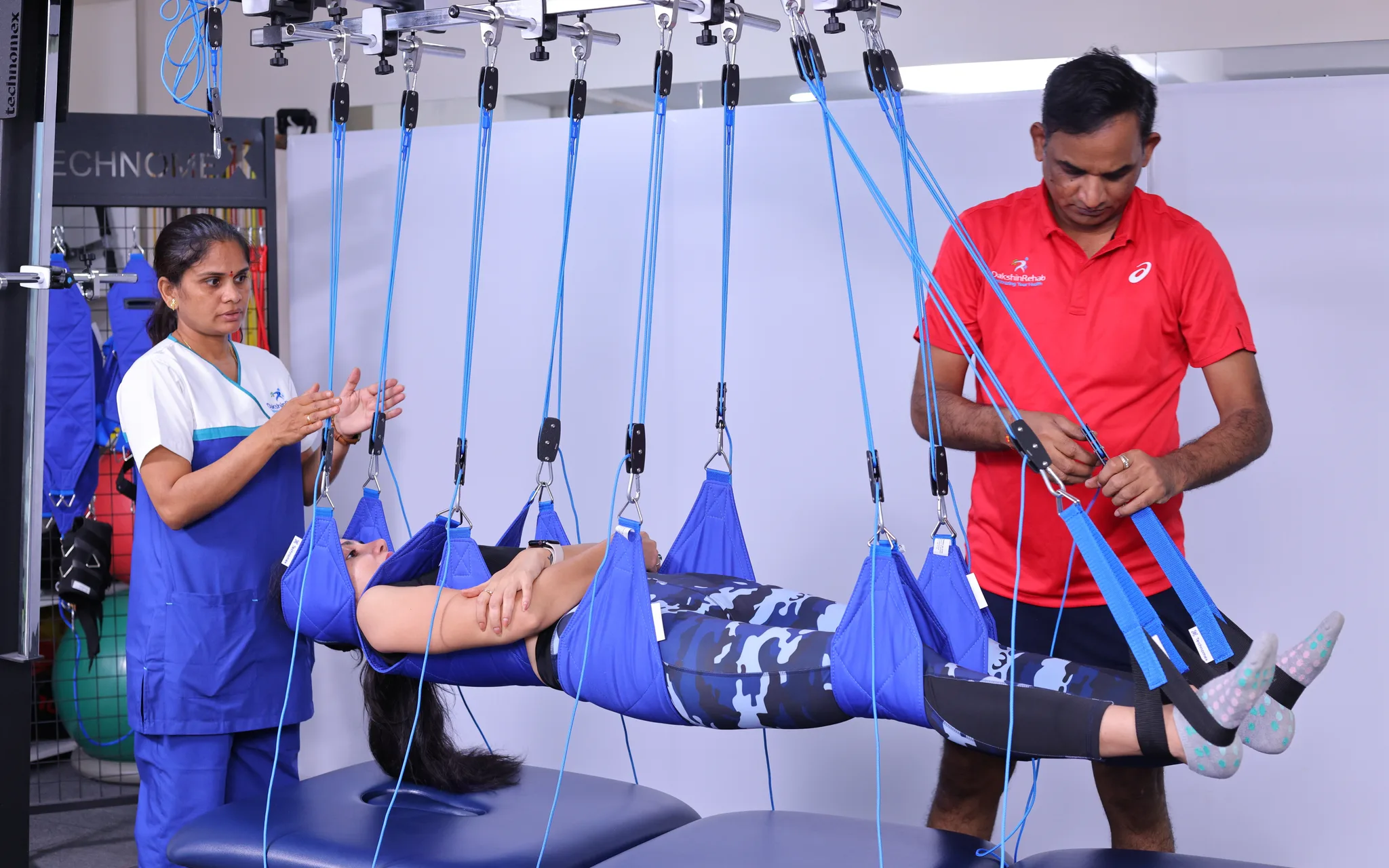 Levitas Redcord Neurac suspension therapy at DakshinRehab Moosapet — neuromuscular activation in clinical use