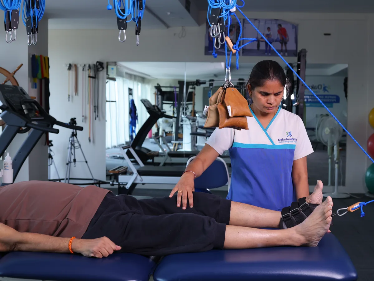 Gently unloaded suspension exercise — fibromyalgia and widespread pain rehabilitation at DakshinRehab, Moosapet, Hyderabad