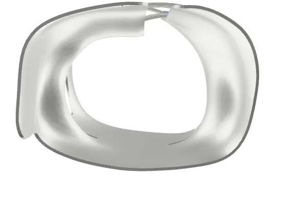 Cross-section of a Boston-type scoliosis brace showing symmetric trunk contact