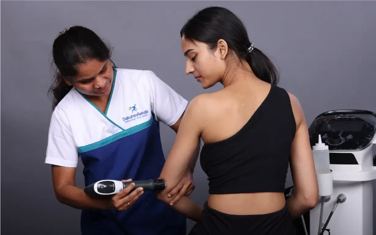 Chattanooga RPW2 radial shockwave therapy session at DakshinRehab Moosapet, Hyderabad