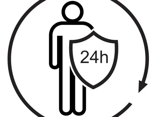 24-hour lymphatic protection icon representing continuous immune defence