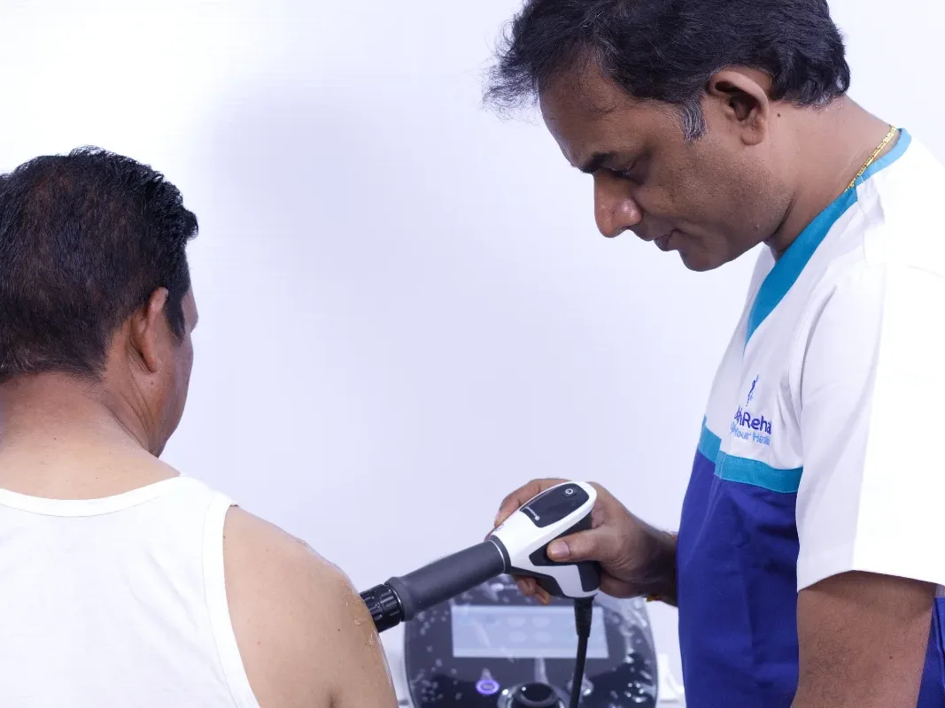 Shockwave therapy for a rotator cuff injury at DakshinRehab, Moosapet, Hyderabad